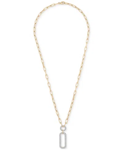 Wrapped In Love Diamond Pave Paperclip 17" Pendant Necklace (1 Ct. T.w.) In 14k Gold, Exclusively At Macy's
