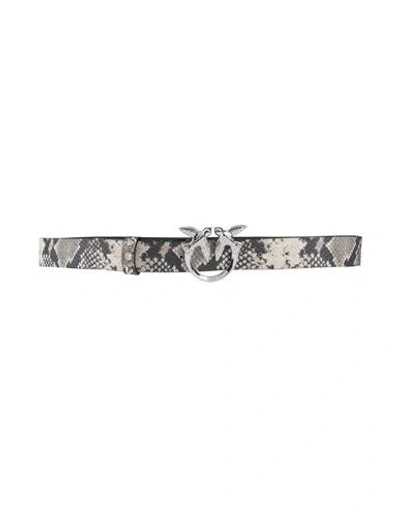 Pinko Woman Belt Grey Size 36 Leather