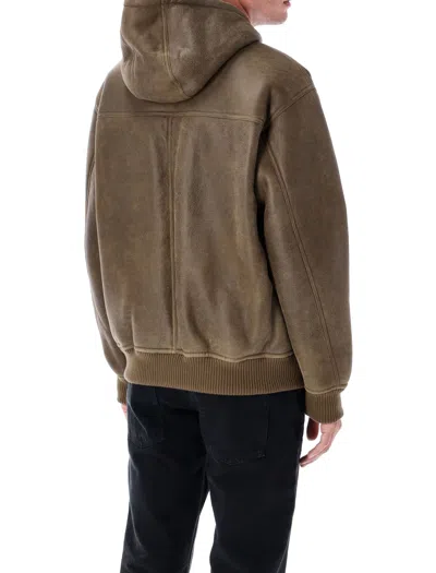 Emporio Armani Lamb Shearling Oversized-fit Blouson In Green