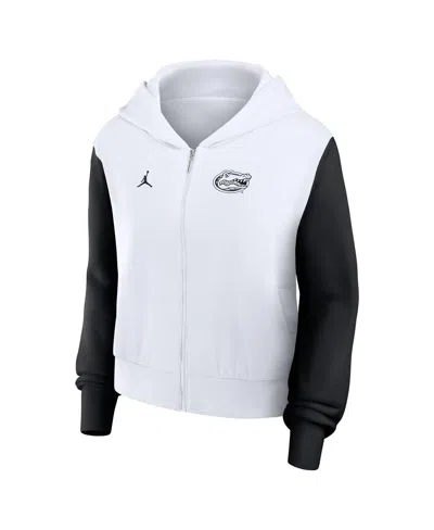 Jordan Women's Oklahoma Athletic Prep Colorblocked Script Womenâs  Brand College Full-zip Hoodie In White