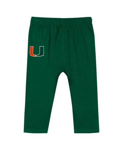 Outerstuff Baby Boys And Girls 2-piece Hunter Green Miami Hurricanes Double Up Long Sleeve Bodysuit And Pants S In Green
