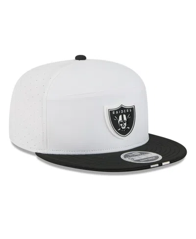 New Era Men's White/black Las Vegas Raiders 2025 Nfl Training Camp Split Panel 9fifty Snapback Hat