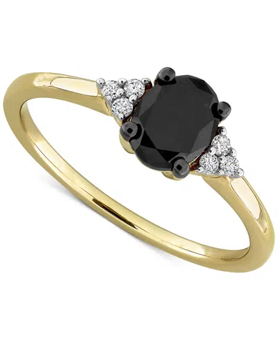 Macy's Black Diamond Oval Engagement Ring (1 Ct. T.w.) In 14k Gold