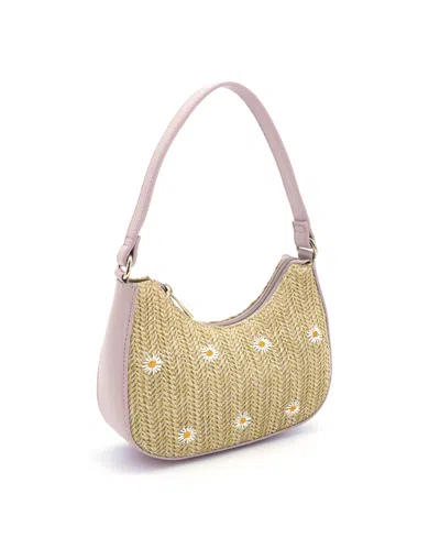 Like Dreams Nyomi Floral Straw Top Handle Shoulder Bag In Multi