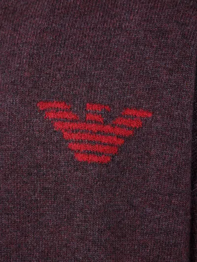 Emporio Armani Asv New York Capsule Collection Virgin-wool Jumper With Jacquard Writing In Burgundy