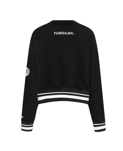 Pro Standard Women's Black Florida A&m Rattlers Cropped Pullover Sweatshirt In Black
