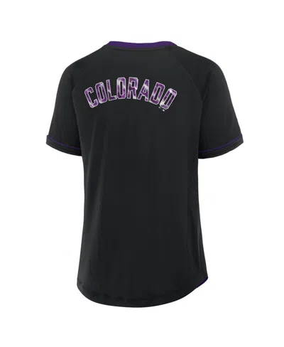 Fanatics Women's Black Colorado Rockies League Diva Star Raglan V-neck T-shirt In Black