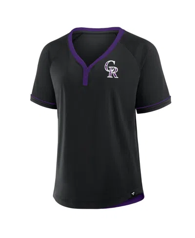 Fanatics Women's Black Colorado Rockies League Diva Star Raglan V-neck T-shirt In Black