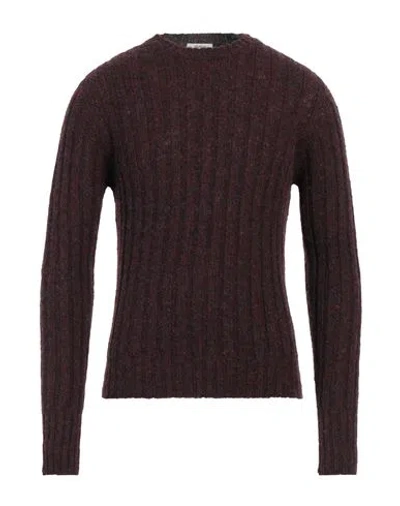 Authentic Original Vintage Style Man Sweater Burgundy Size Xs Virgin Wool