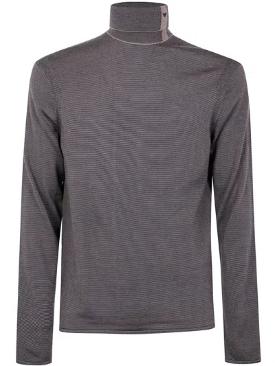 Emporio Armani Turtleneck Wool Sweater In Gray
