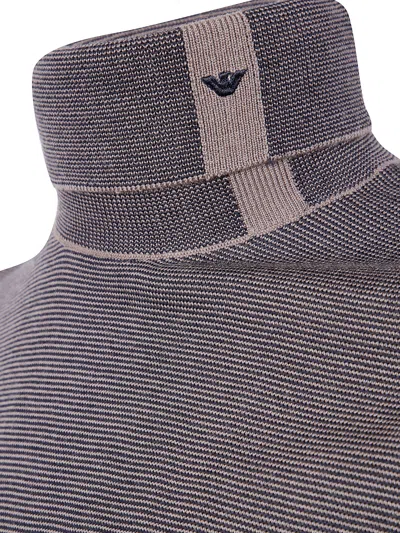 Emporio Armani Turtleneck Wool Sweater In Gray