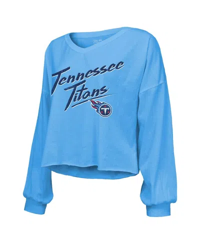 Majestic Women's Cam Ward Light Blue Tennessee Titans 2025 Nfl Draft First Round Pick Off-shoulder Script Nam In Blue