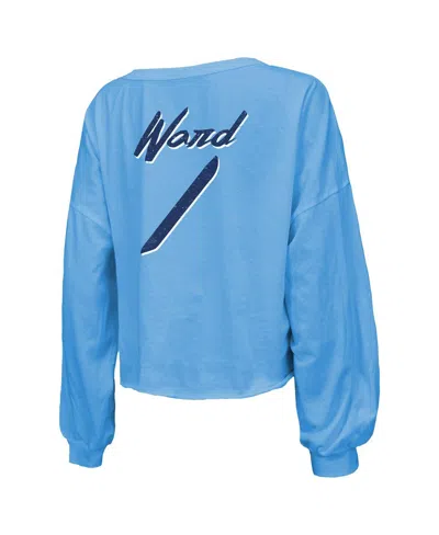 Majestic Women's Cam Ward Light Blue Tennessee Titans 2025 Nfl Draft First Round Pick Off-shoulder Script Nam In Blue