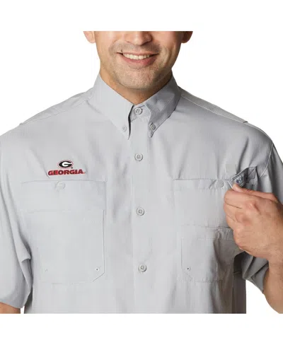 Columbia Gray Georgia Bulldogs Pfg Tamiami Omni-shade Button-down Shirt In Gray