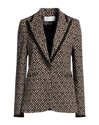 Simona Corsellini Woman Blazer Beige Size 12 Polyester, Viscose, Elastane, Polyamide