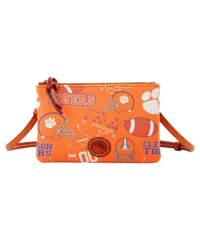 Dooney & Bourke Clemson Tigers Top Zip Crossbody Purse In Orange