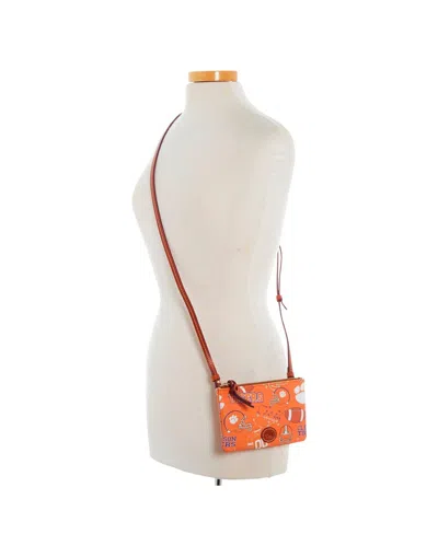 Dooney & Bourke Clemson Tigers Top Zip Crossbody Purse In Orange