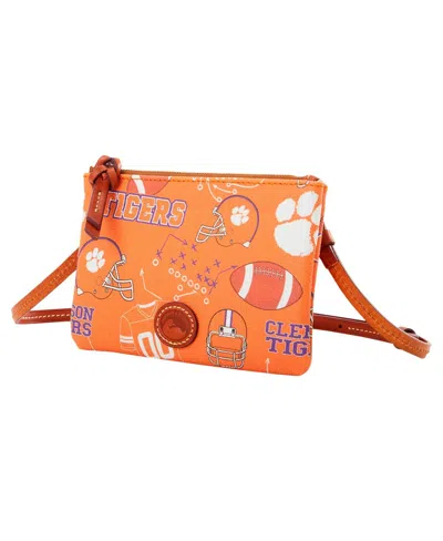 Dooney & Bourke Clemson Tigers Top Zip Crossbody Purse In Orange