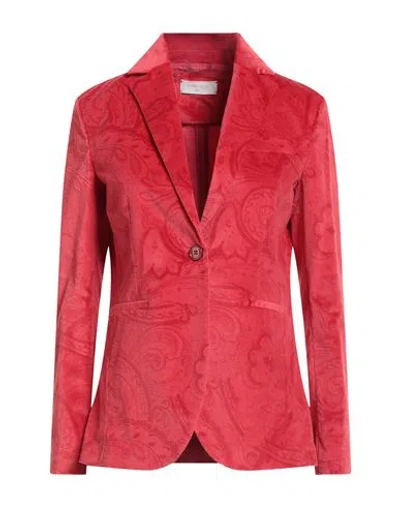 Circolo 1901 Woman Blazer Red Size 10 Cotton, Elastane