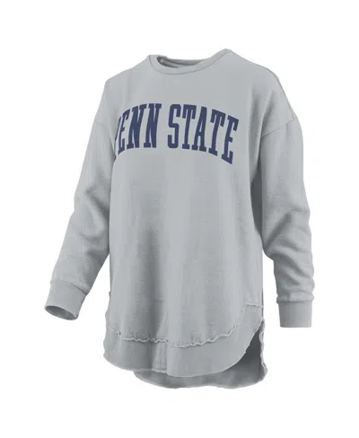Pressbox Women's Gray Penn State Nittany Lions Melange Poncho Vintage Fleece Long Sleeve Pullover Sweatshirt