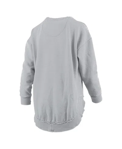 Pressbox Women's Gray Penn State Nittany Lions Melange Poncho Vintage Fleece Long Sleeve Pullover Sweatshirt