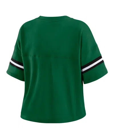 Wear By Erin Andrews Women's Hunter Green Milwaukee Bucks Color Block Boxy V-neck T-shirt