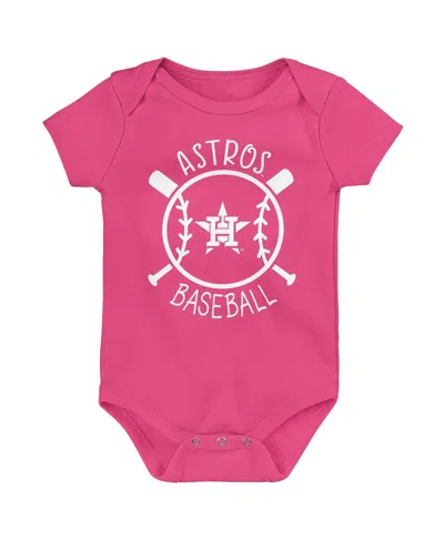 Outerstuff Baby Boys And Girls 3-piece Houston Astros Slide Home Bodysuit Set In Pink