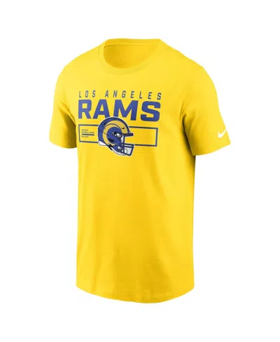 Nike Men's Gold Los Angeles Rams Primetime Helmet Essential T-shirt In Yellow