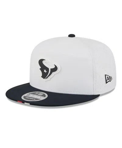 New Era Men's White/navy Houston Texans 2025 Nfl Training Camp Split Panel 9fifty Snapback Hat