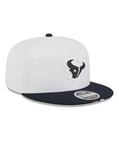New Era Men's White/navy Houston Texans 2025 Nfl Training Camp Split Panel 9fifty Snapback Hat