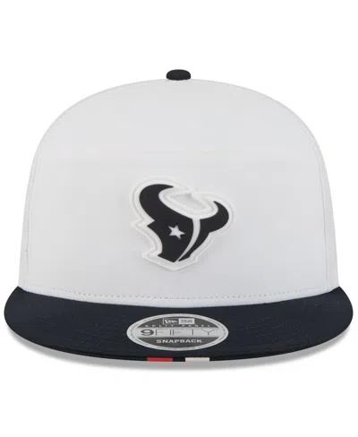 New Era Men's White/navy Houston Texans 2025 Nfl Training Camp Split Panel 9fifty Snapback Hat