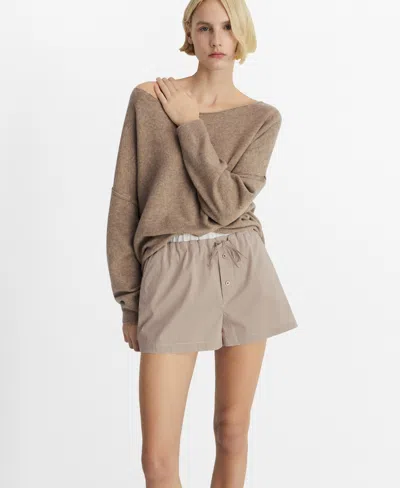 Mango Women's Elasticated Detail Striped Pajama Shorts