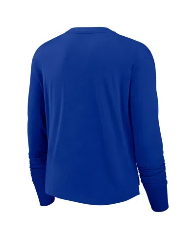 Nike Women's Royal Seattle Seahawks Layered Logo Cropped Long Sleeve Fashion T-shirt