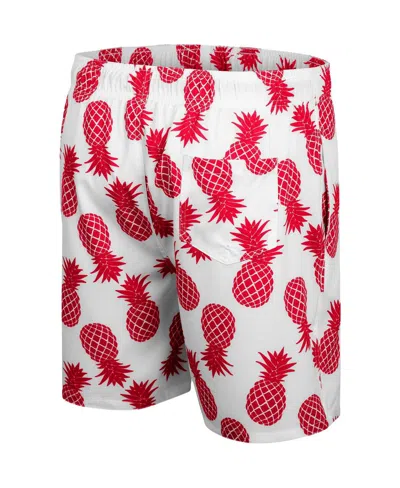 Colosseum Men's  White, Scarlet Nebraska Huskers Pineapple Swim Shorts In Red