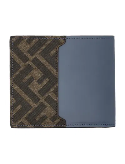 Fendi Canvas Leather Bi-fold Wallet Contrast Panel