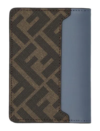 Fendi Ff Squared Card Holder In Blue