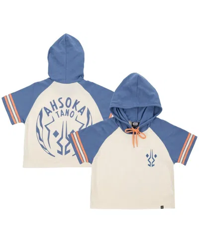 Heroes & Villains Women's Cream Star Wars Ahsoka Tano Raglan Cropped Pullover Hoodie