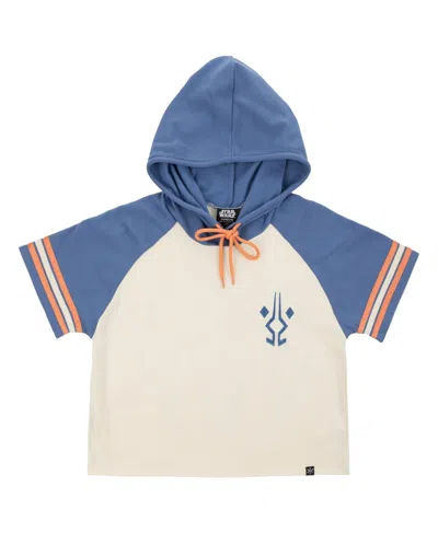 Heroes & Villains Women's Cream Star Wars Ahsoka Tano Raglan Cropped Pullover Hoodie