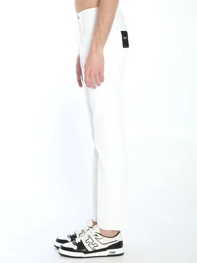 Fendi Jeans In Denim Bianco In Neutral
