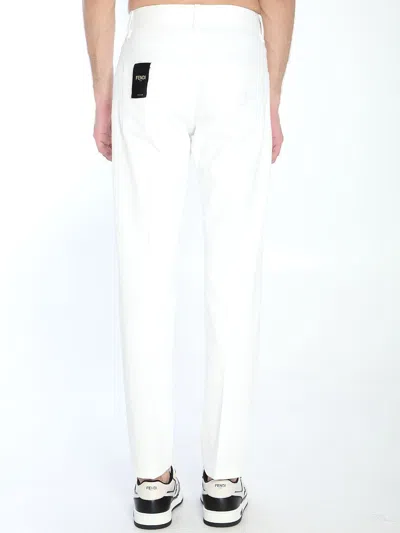 Fendi Jeans In Denim Bianco In Neutral