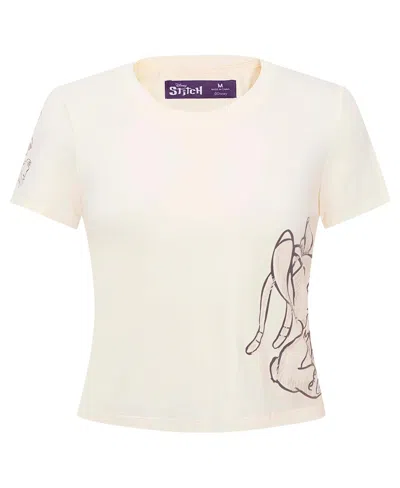 Freeze Max Women's Cream Lilo And Stitch Nose Kiss Baby Doll T-shirt