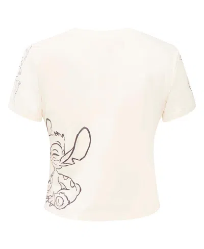 Freeze Max Women's Cream Lilo And Stitch Nose Kiss Baby Doll T-shirt