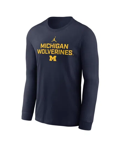 Jordan Men's Michigan Sideline  Brand Dri-fit College Long-sleeve T-shirt In Blue