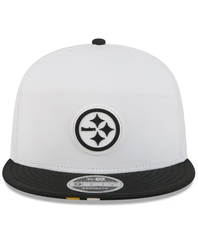 New Era Men's White/black Pittsburgh Steelers 2025 Nfl Training Camp Split Panel 9fifty Snapback Hat