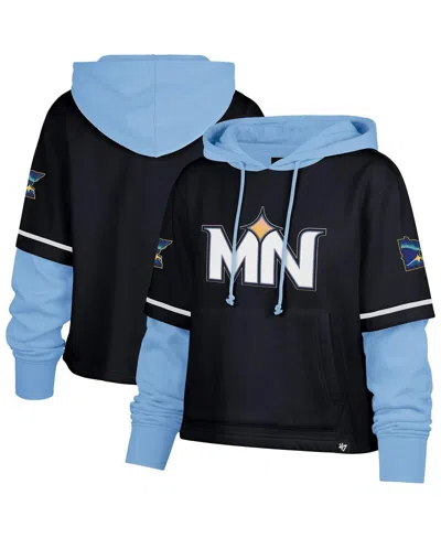 47 Brand Women's Navy Minnesota Twins City Connect Shortstop Cropped Pullover Hoodie