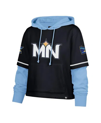47 Brand Women's Navy Minnesota Twins City Connect Shortstop Cropped Pullover Hoodie