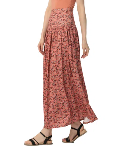 Kimi & Kai Tiered Maxi Skirt In Brown