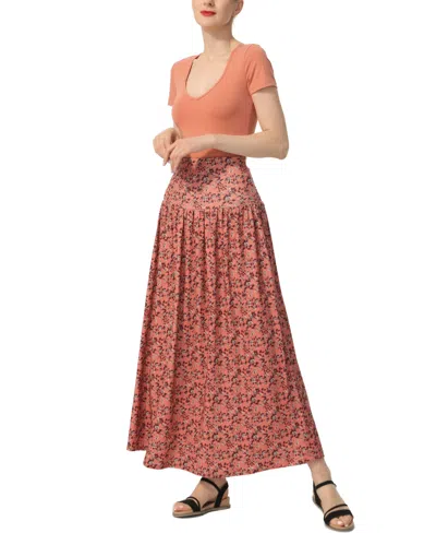 Kimi & Kai Tiered Maxi Skirt In Brown