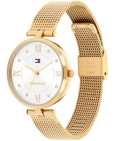 Tommy Hilfiger Women's Quartz Gold Tone Stainless Steel Mesh Bracelet Watch, 34mm