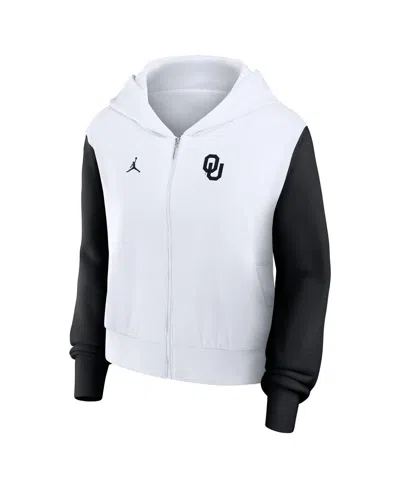 Jordan Women's Oklahoma Athletic Prep Colorblocked Script Womenâs  Brand College Full-zip Hoodie In White